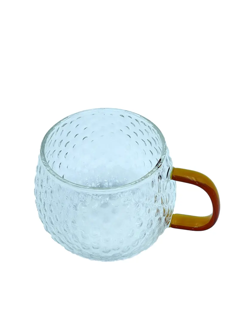L-07 L-07 | Transparent Speckled Mug 360 ml Gold Handle