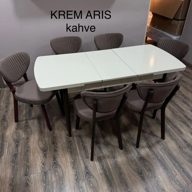 Janisa Cream Aris Kahve | Aşhana Stoly Toplumy 6 Oturgyç,