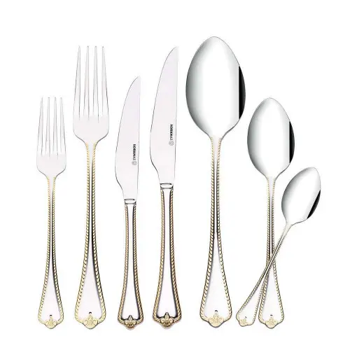 KORKMAZ A2138 | Dinnerware Set 84 Pieces Mina Gold Finish