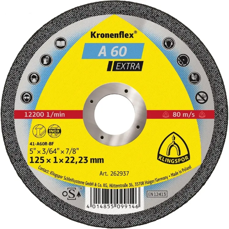 KLINGSPOR 262937 | Metal üçin kesiji disk 125x1x22,23 mm
