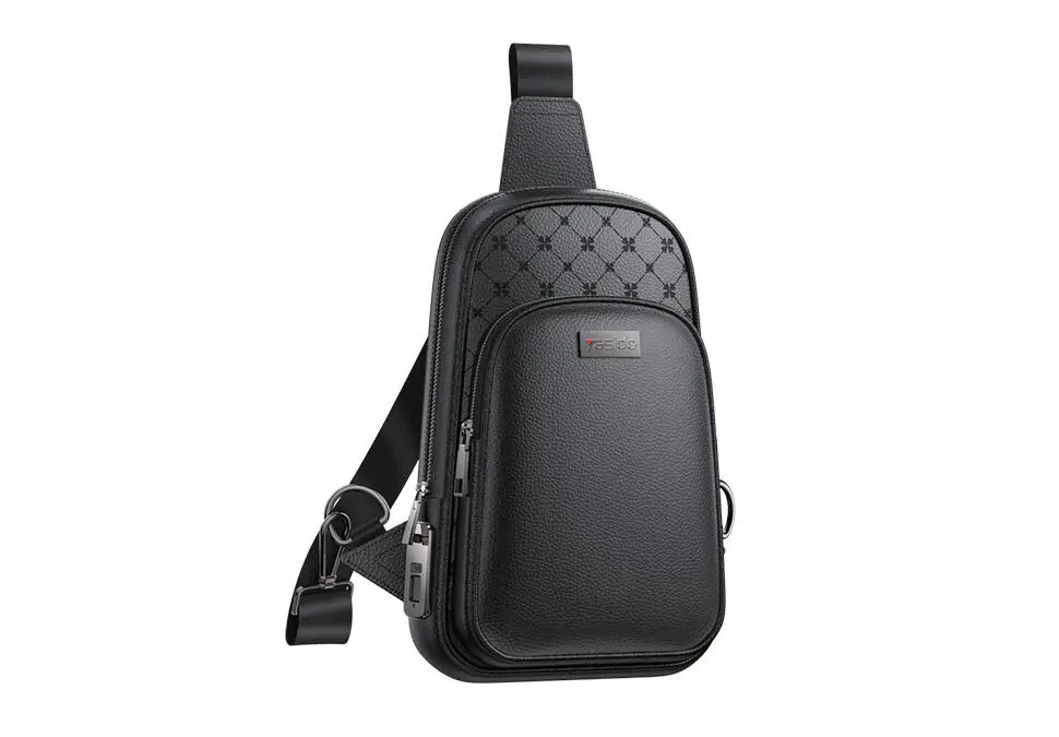 YESIDO WB58 | Smart Crossbody Bag Fingerprint Lock Black Leather