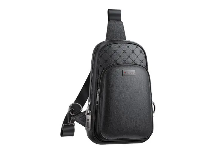 YESIDO WB58 | Smart Crossbody Bag Fingerprint Lock Black Leather