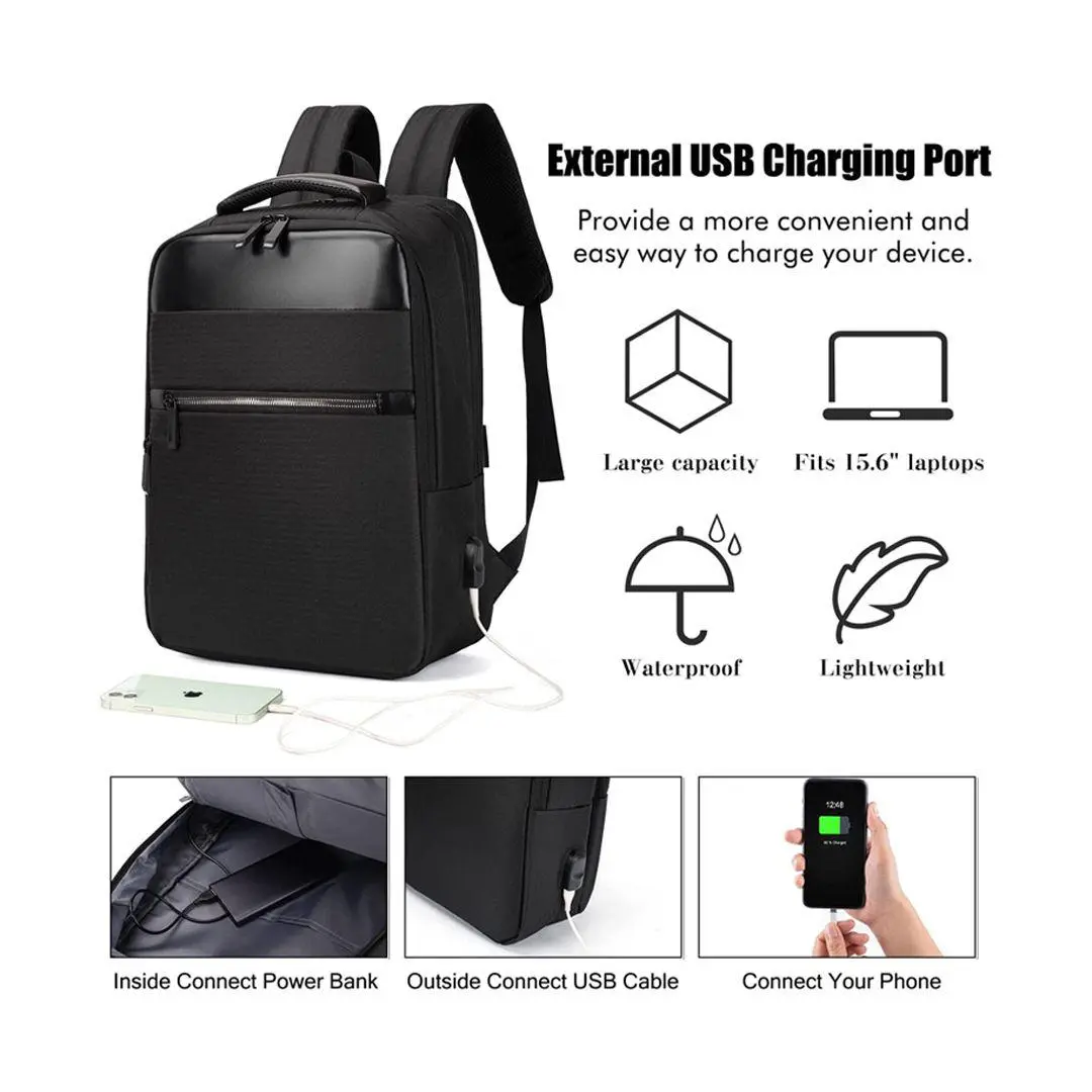 Porodo PD-LFST122-BK | Notebook Backpack 15.6" USB Charging Water Resistant