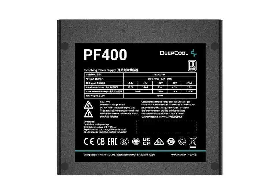 DeepCool PSUDC400WPF | ATX блок питания 400Вт 80PLUS