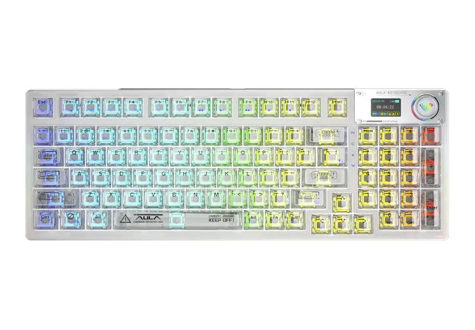 Aula KBAF98PWH | Oýun klawiaturasy simli simsiz BT 2.4GHz yşyklandyryş