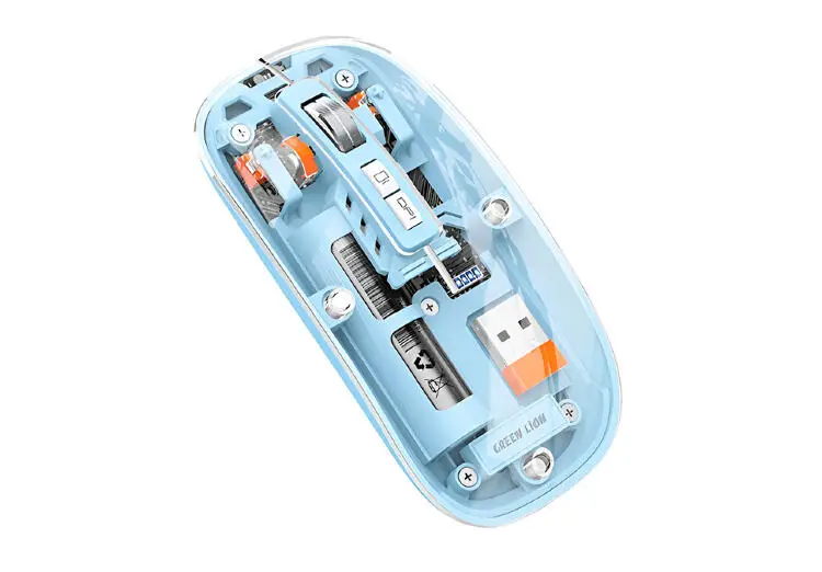 Green Lion MOUGLTRBLUE | Беспроводная мышь прозрачная синяя