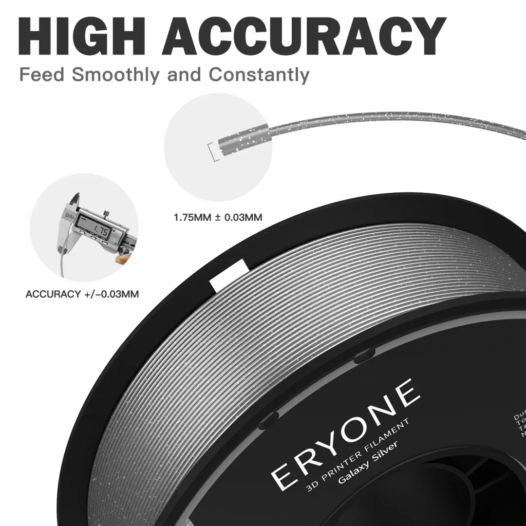 ERYONE FILGSBLK | 3D Printer Filamenti 1,75mm Galaxy Sparkly PLA Black