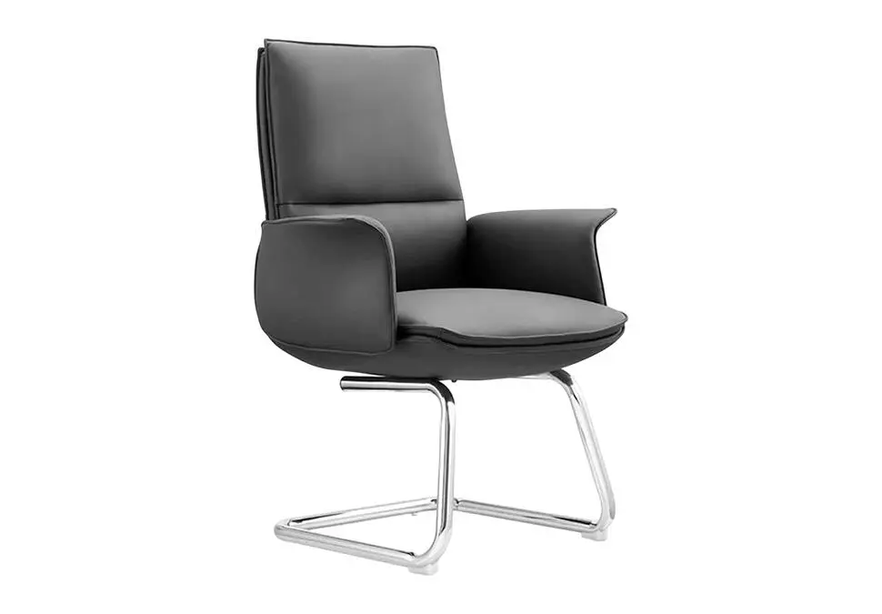 NOEL OCHNKATVBLK | Visitor Chair Leather Mid Back Metal Base Black