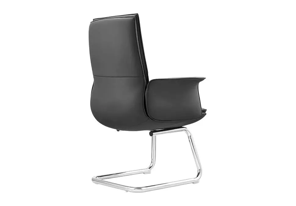 NOEL OCHNKATVBLK | Visitor Chair Leather Mid Back Metal Base Black