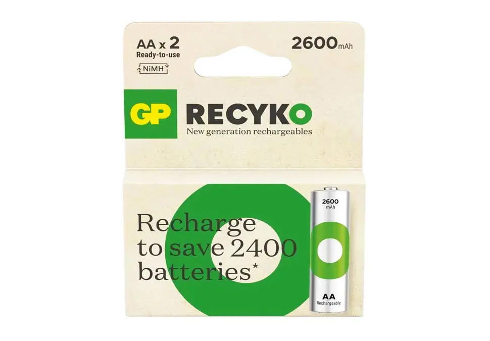GP Recyko+ GP270AAHCE-2GBE2 | AA zarýad batareýa 2600 mAh 2 sany