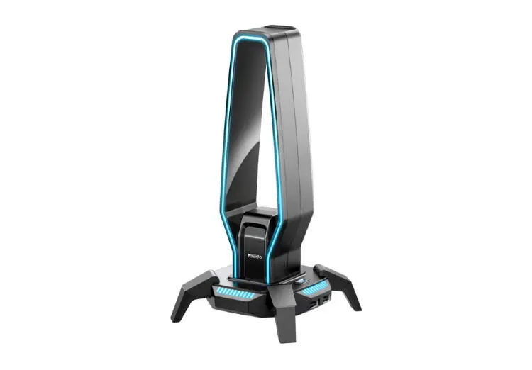 Yesido HB25 | Держатель для наушников AUX 3xUSB2.0 RGB Черный