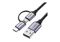 UGREEN CBLUG30875 | Кабель для мобильных 2в1 USB 2.0 Type-C/MicroUSB 1м