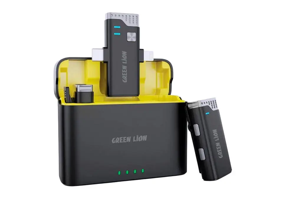 Green Lion MICGL360D | Simsiz lapel mikrofon 3-i 1-de 7 sagat batareýa