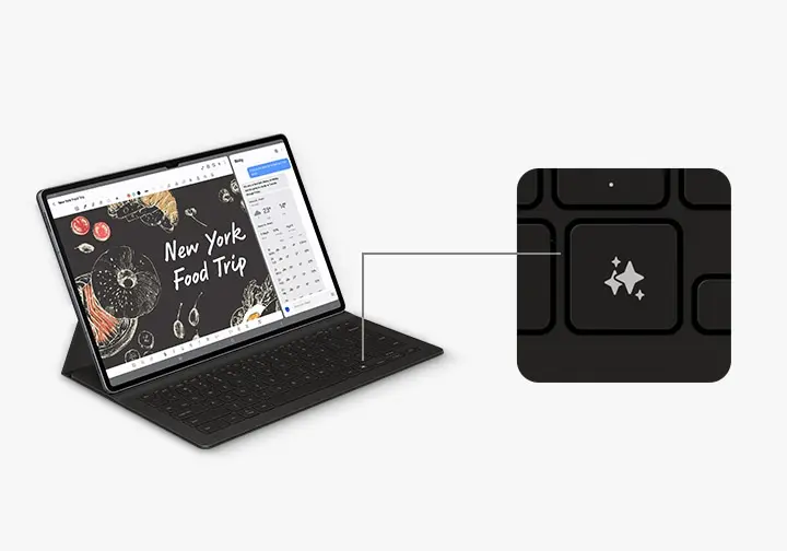 Samsung KEYSAMDX725 | AI düwmeli klawiatura örtügi Galaxy Tab S10 FE üçin