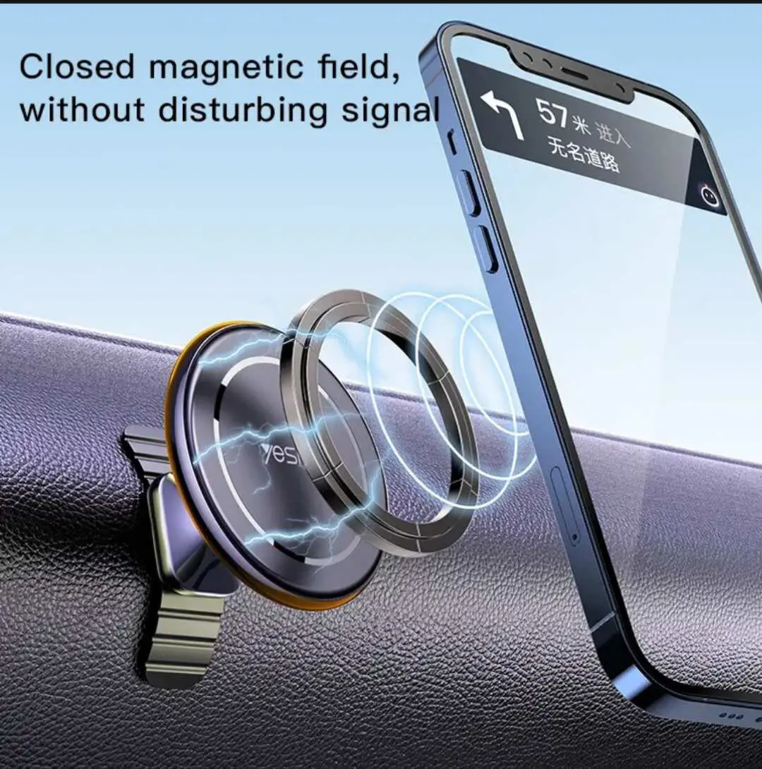 YESIDO HOLDYESC219 | Magnit awtoulag telefony üçin tutawaç, gara sink