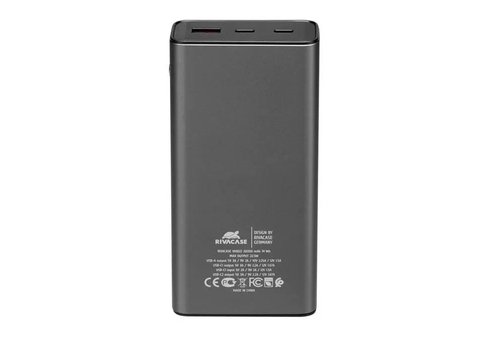 Rivacase VA1022 | Power Bank 20000mAh 20W metal korpus