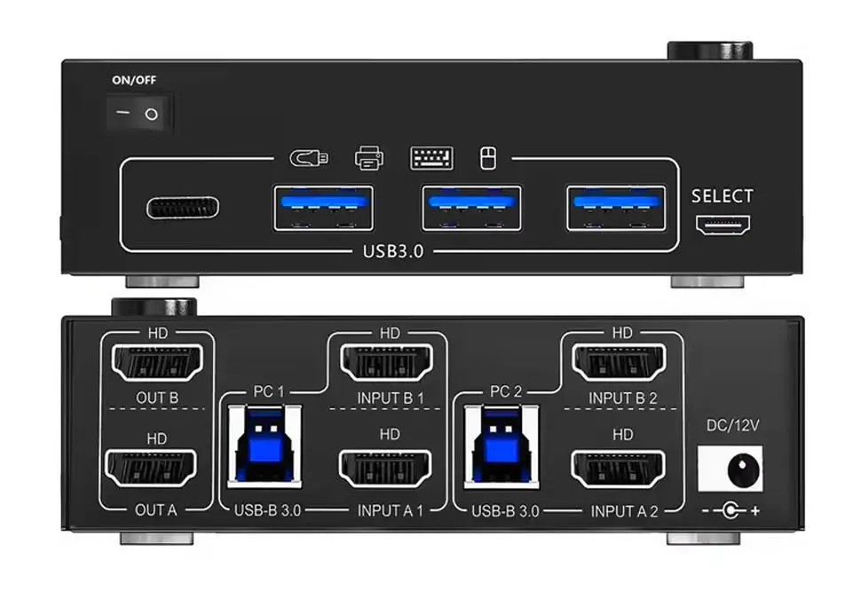 KVM KVM2LCD | 4-portly KVM switch HDMI USB uzakdan dolandyryşly