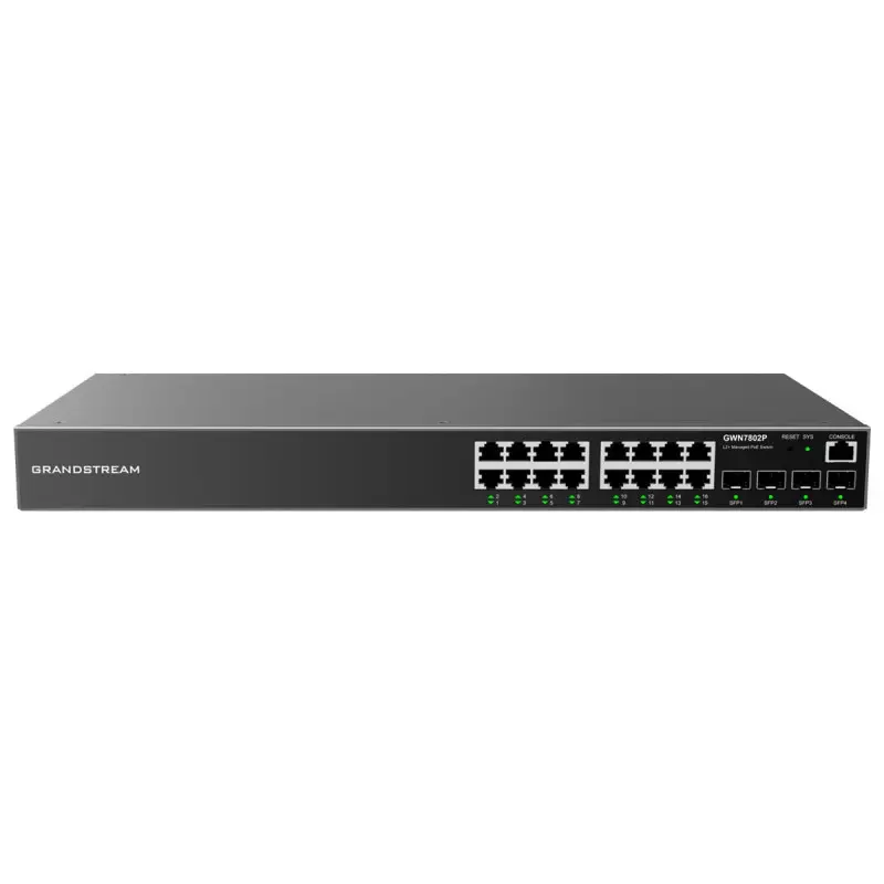 Grandstream NETGWN7802P | Dolandyrylýan tor kommutatory 16x PoE+ gigabit port