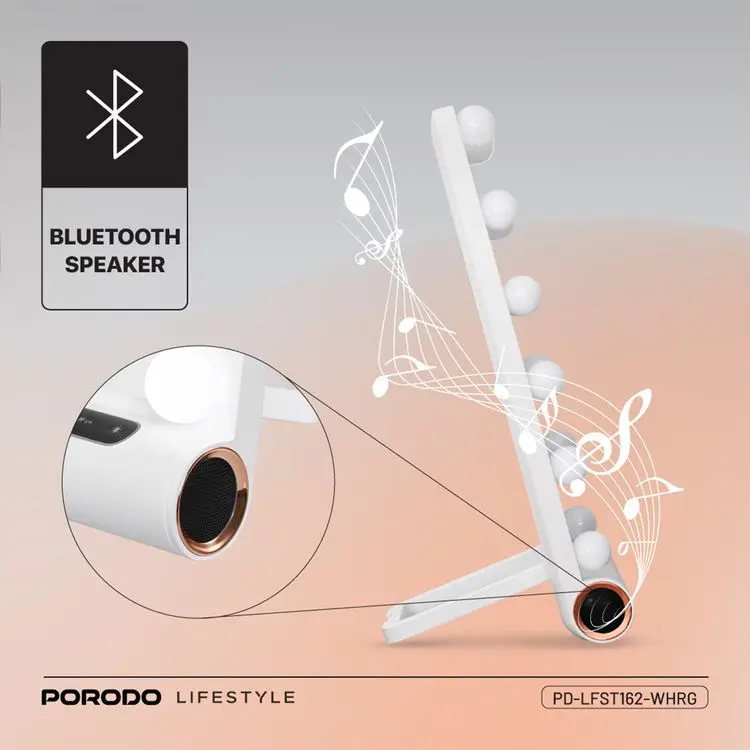 Porodo MIRPORPDLFST162WHRG | Makiýaj aýnasy 15 LED Bluetooth 12V