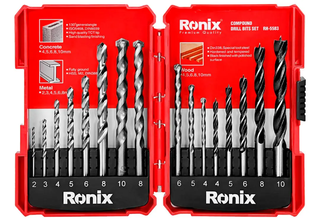 Ronix RH-5583 | Drill Bit Set 16 pcs Universal Fit