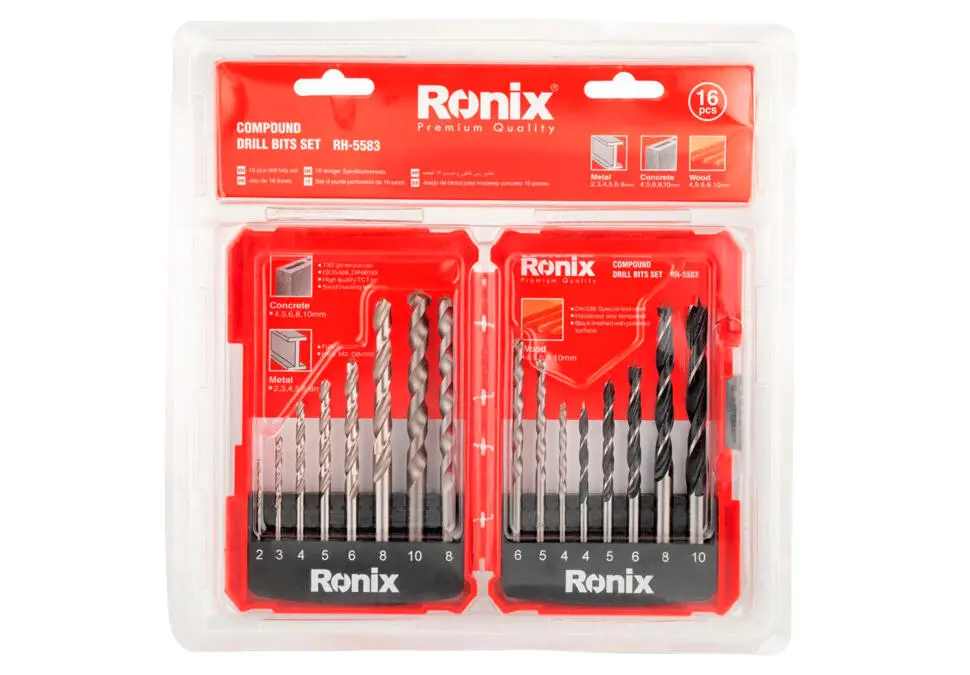 Ronix RH-5583 | Drill Bit Set 16 pcs Universal Fit