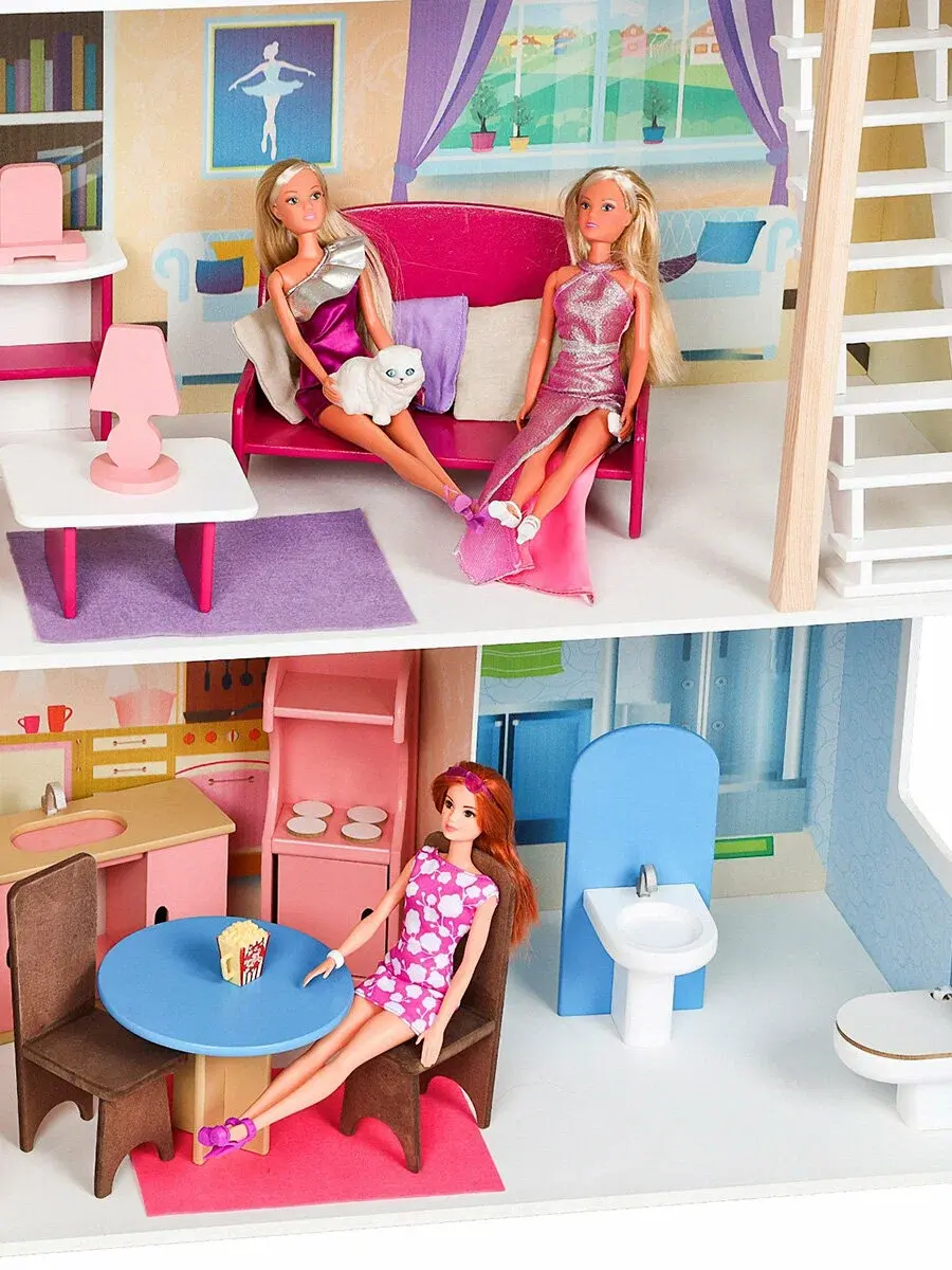 Sharm 4601504031529 | Dollhouse Wooden 16-Piece Set, 82x33x120 cm