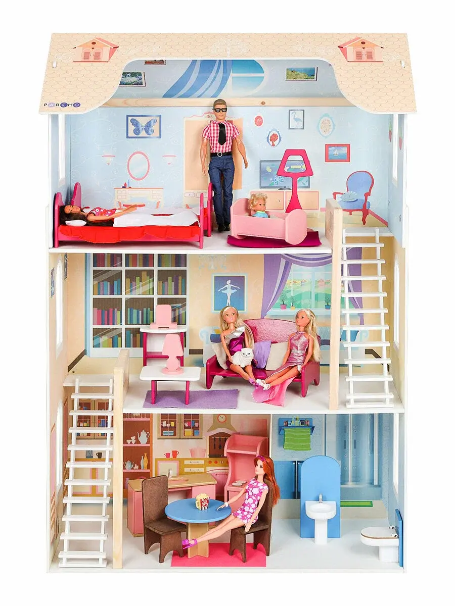 Sharm 4601504031529 | Dollhouse Wooden 16-Piece Set, 82x33x120 cm