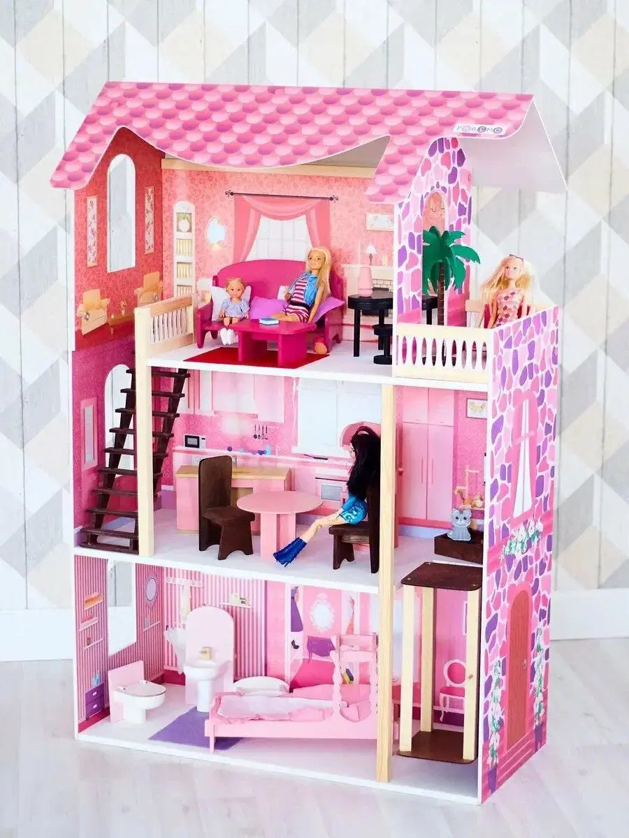 Монте-Роза 4601504033837 | Домик для кукол 19 предметов до 30 см