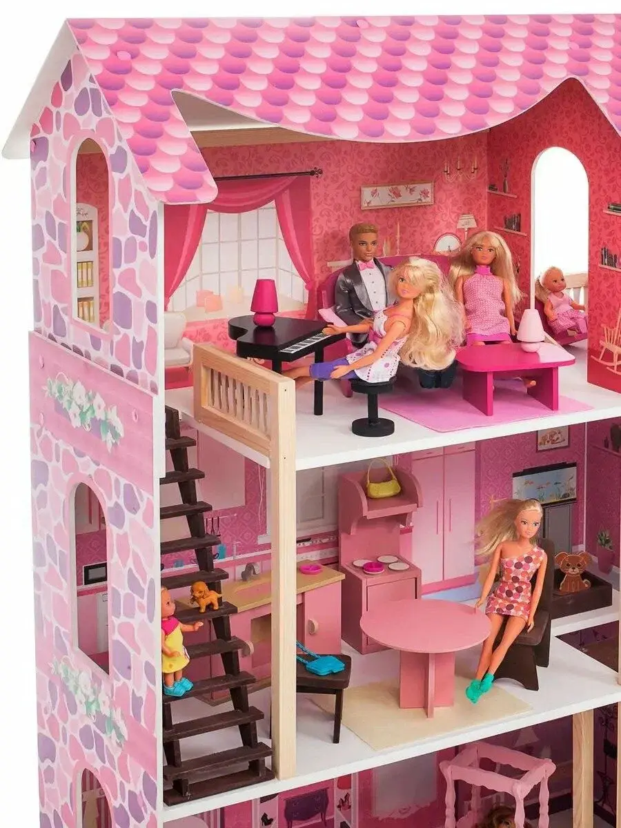 Монте-Роза 4601504033837 | Домик для кукол 19 предметов до 30 см