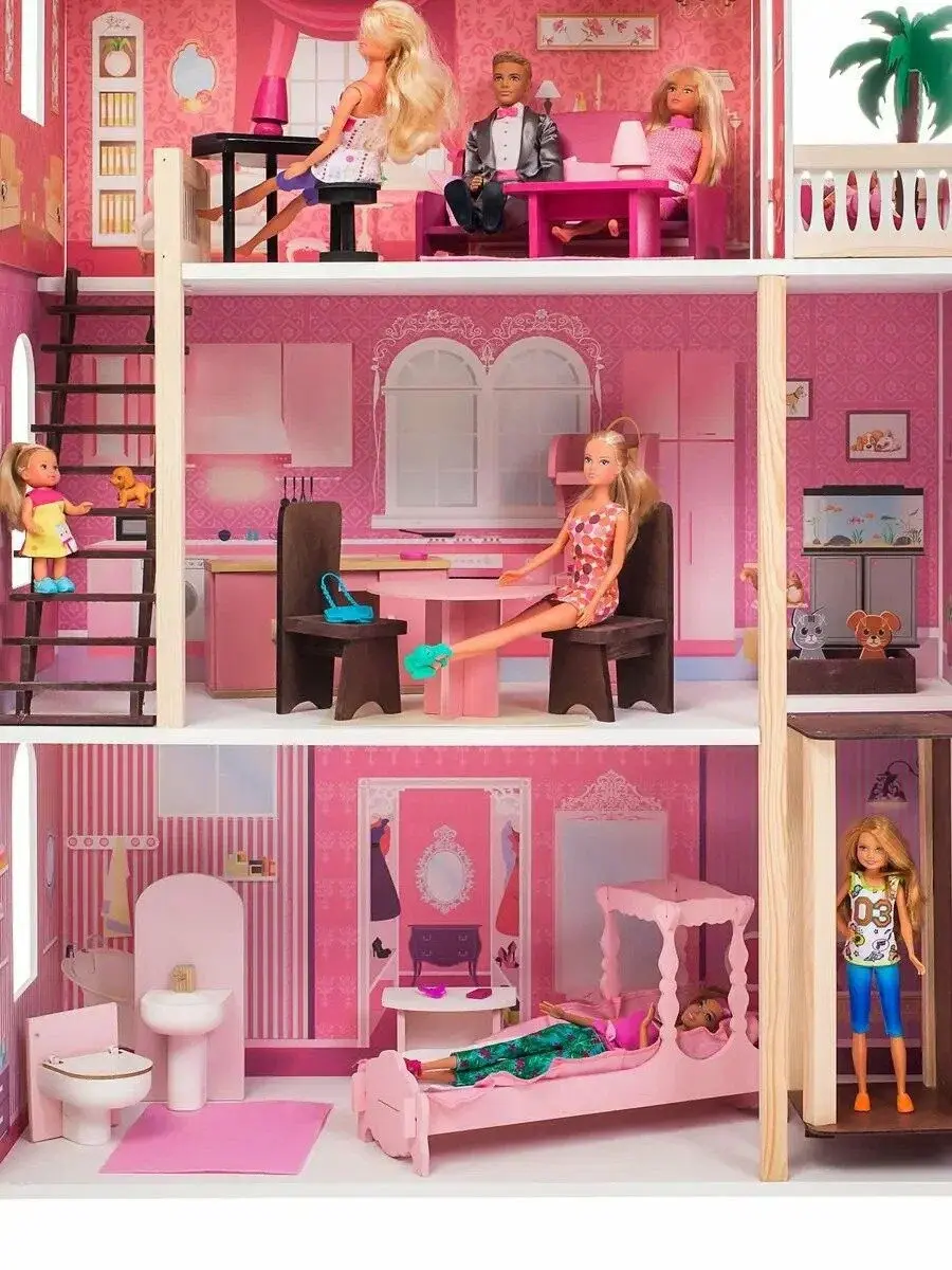 Монте-Роза 4601504033837 | Домик для кукол 19 предметов до 30 см