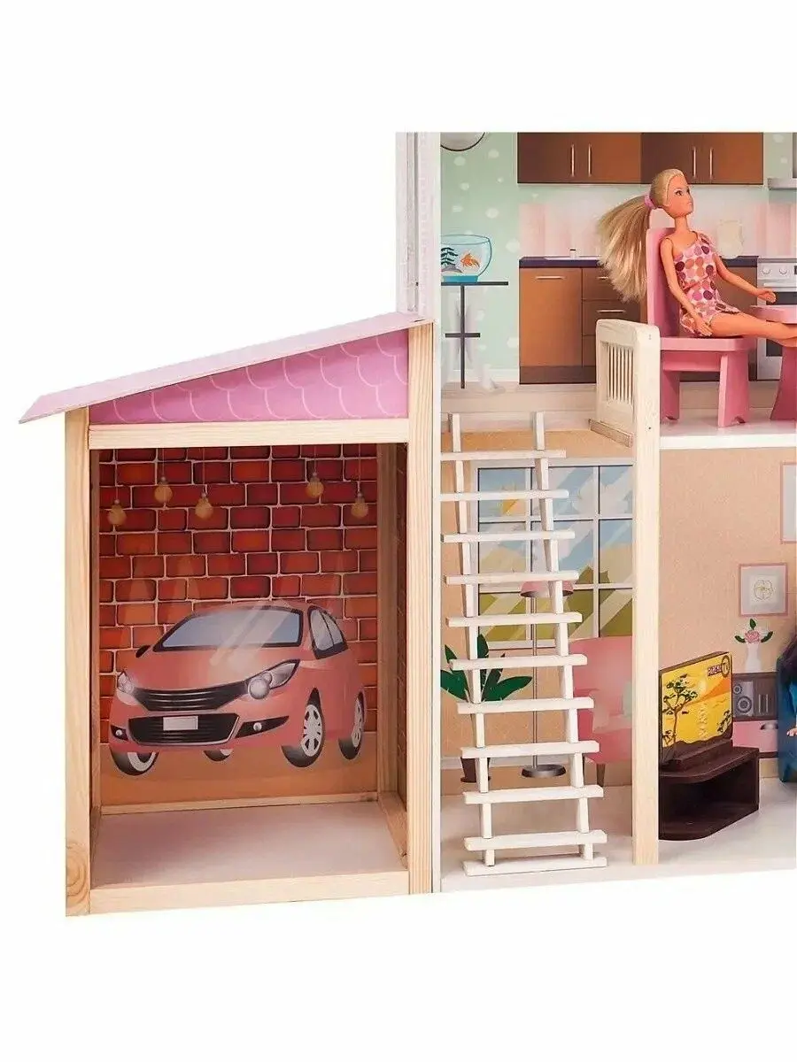Rosali Grand LKI-00006744 | Dollhouse for 30 cm Dolls 3 Floors 11 Accessories