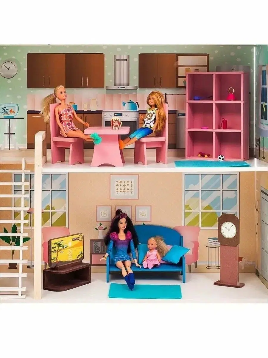 Rosali Grand LKI-00006744 | Dollhouse for 30 cm Dolls 3 Floors 11 Accessories