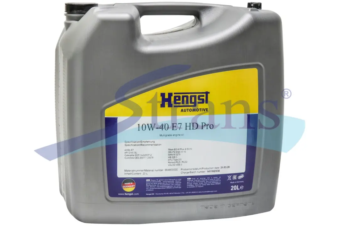 HENGST OIL 664800000 | Motor ýagy 10W-40 20l Agyr Tehnika üçin