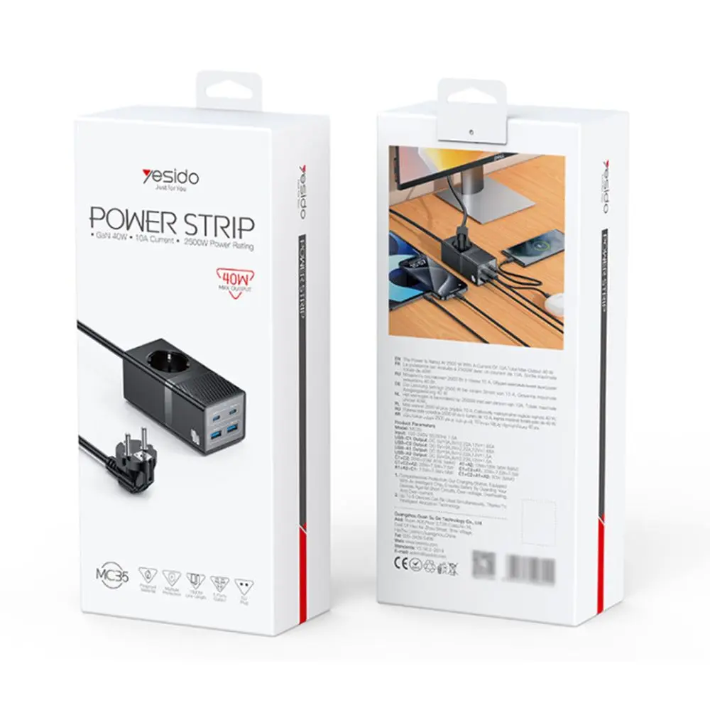 Yesido MC35 | Сетевой фильтр 40Вт Быстрая зарядка Много розеток