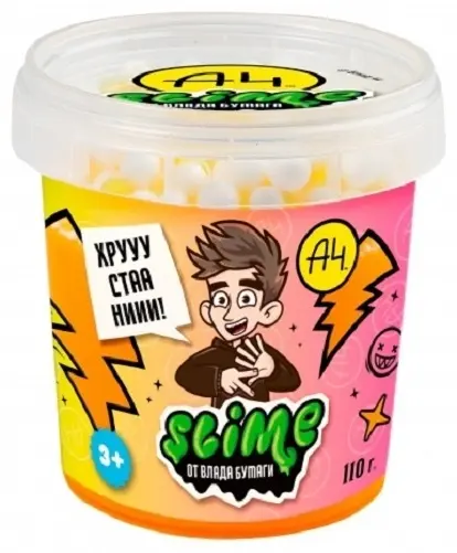 Slime 4610092610610 | Crunch-Slime Toy Orange 110 g Vlad A4