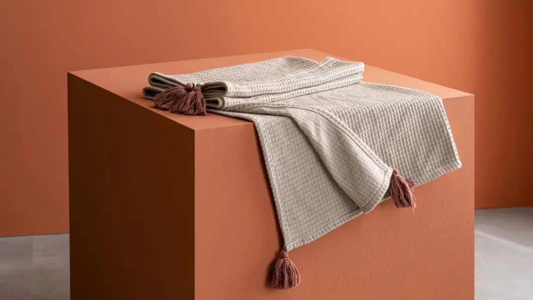 PIKE 3200420144 | Sofa Throw Cream-Terracotta Tassel Design