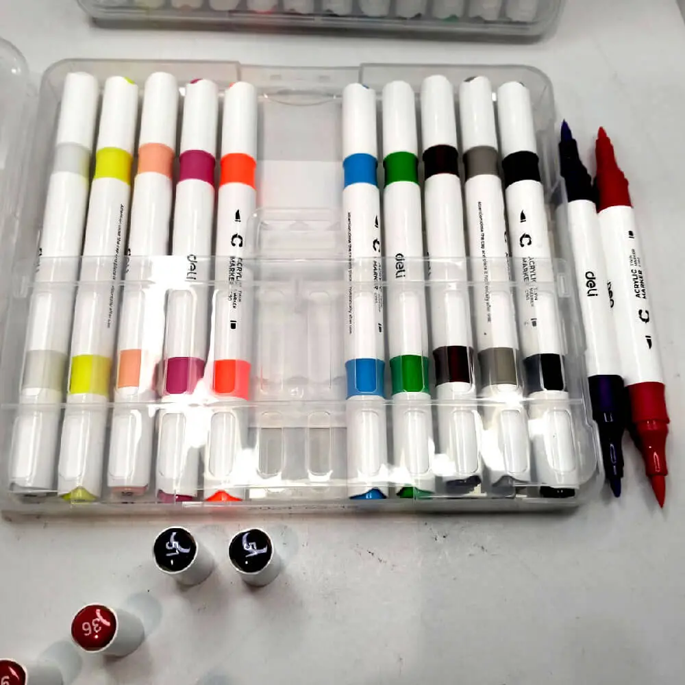 Deli C190-12 | Acrylic Marker 12pcs Water-Resistant Assorted