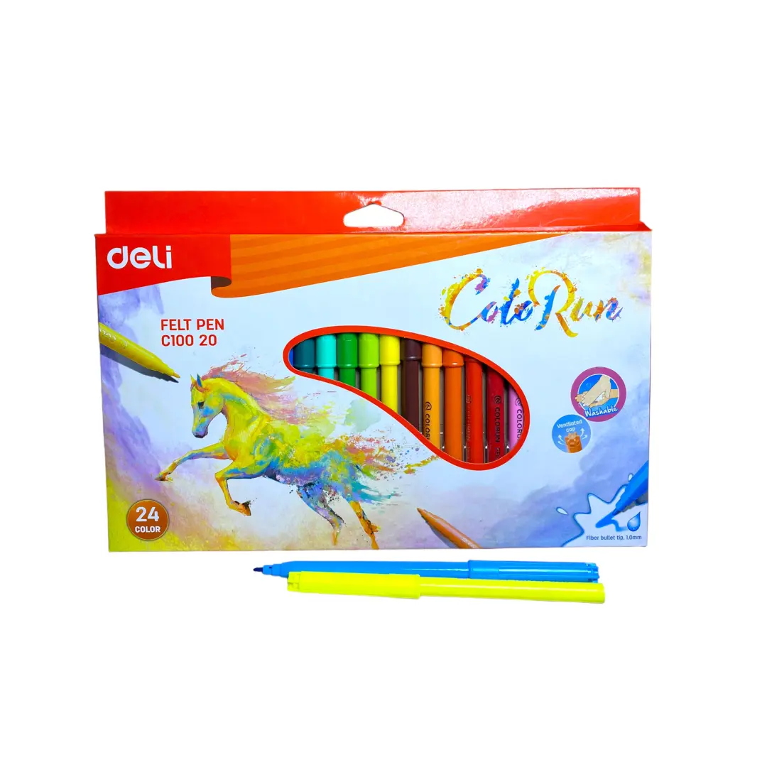 Deli C10020 | Набор фломастеров 24 цвета смываемые вентилируемый колпачок