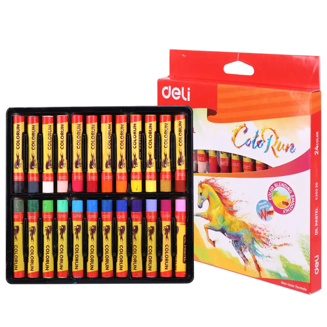 Deli C202-24 | Plastic Crayons 24 Colors
