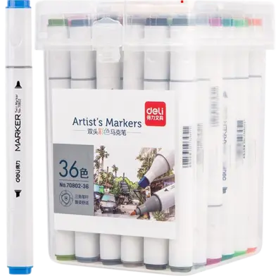 Deli 70802-36 | Sketch Markers 36 Color Boxed Set