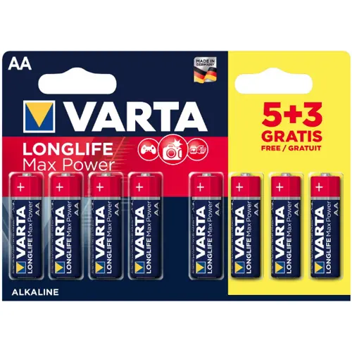 Varta Longlife AA Max Power 4706 | AA Battery 8-Pack High Performance