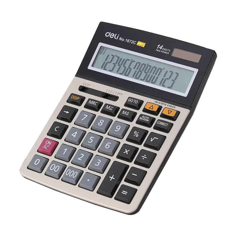 Deli No.1672C | Calculator 14 Digits 150 Steps Check