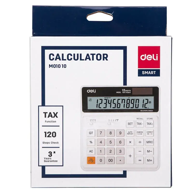 Deli M01010 | Calculator 12 Digit 120 Steps Check 3 Year Warranty