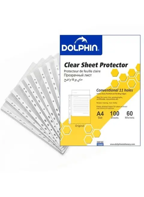Dolphin A4 File 60mik 100 Sheets TM | Faýl A4 60 Mikron Köpçülik Bukjasy