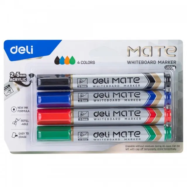 Deli U00403 | Dry Erase Marker Set 4 pcs Low Odor