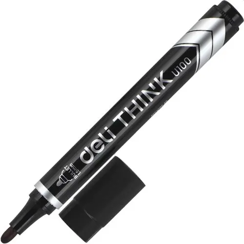 Deli U100 | Permanent Marker Black Alcohol-Based