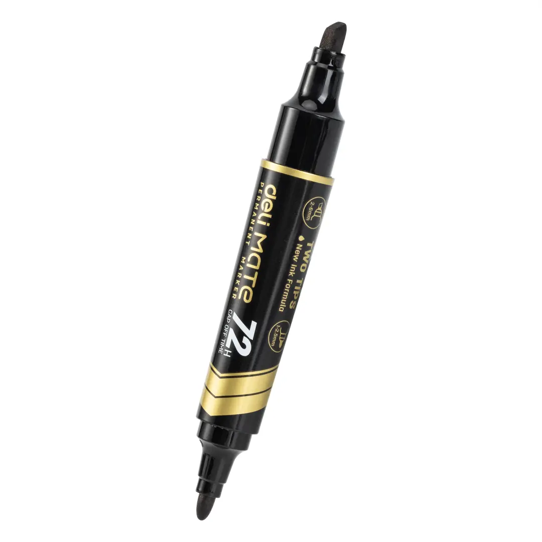 Deli U72-BK | Permanent Marker Black Bullet Tip