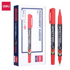 Deli U10440 | Перманентный маркер красный, скошенный наконечник