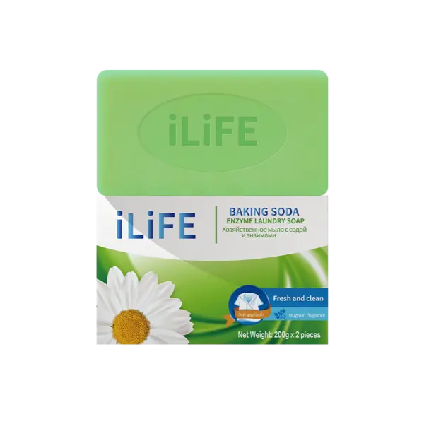 iLiFE ASF036 | Хозяйственное мыло с содой и энзимами 200 г x 2