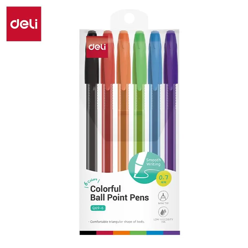 Deli Q69-6 | Ball Point Pens 0.7mm Colorful